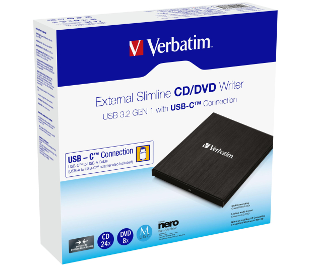 Verbatim External Slimline CD/ DVD Writer USB 3.2 GEN 1 - 1050590 - zdjęcie 8
